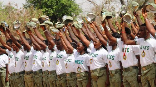 Cross-section of NYSC members at a parade.
