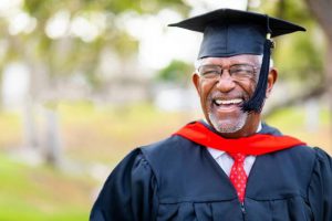 Old man on his graduation from University