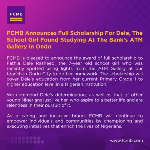 FCMB's Scholarship Award- An Official Statement