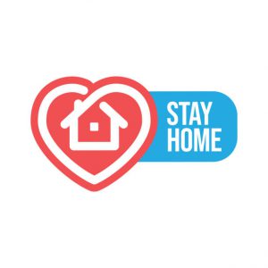 Heart icon with heart within. Stay at home in quarantine times symbol.