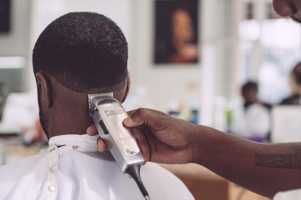 Young man getting a haircut