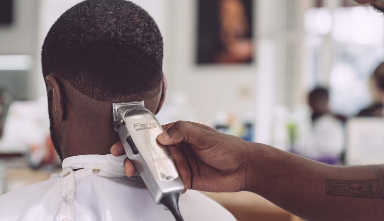 Young man getting a haircut