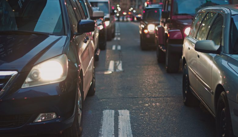 An image of cars stuck in traffic