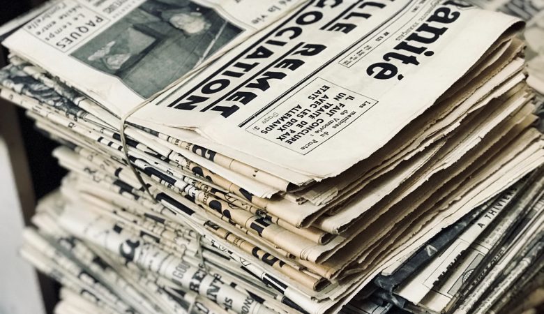 A stack of newspapers