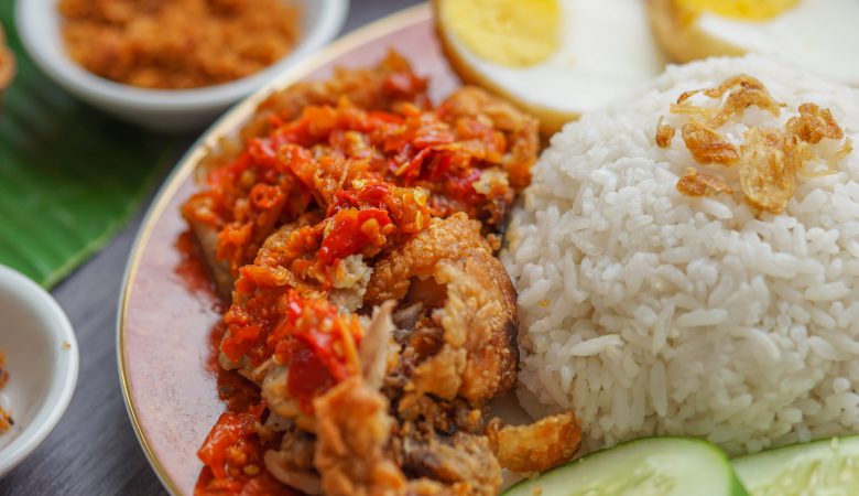 A plate of food with other plates in the background