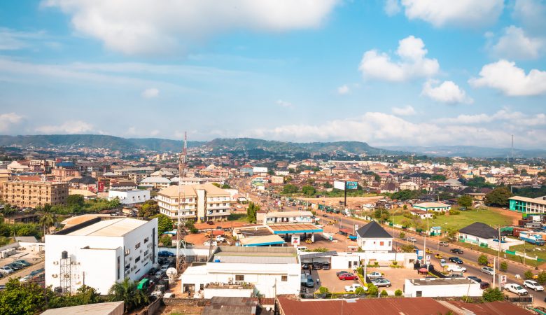 A drone shot of Enugu city